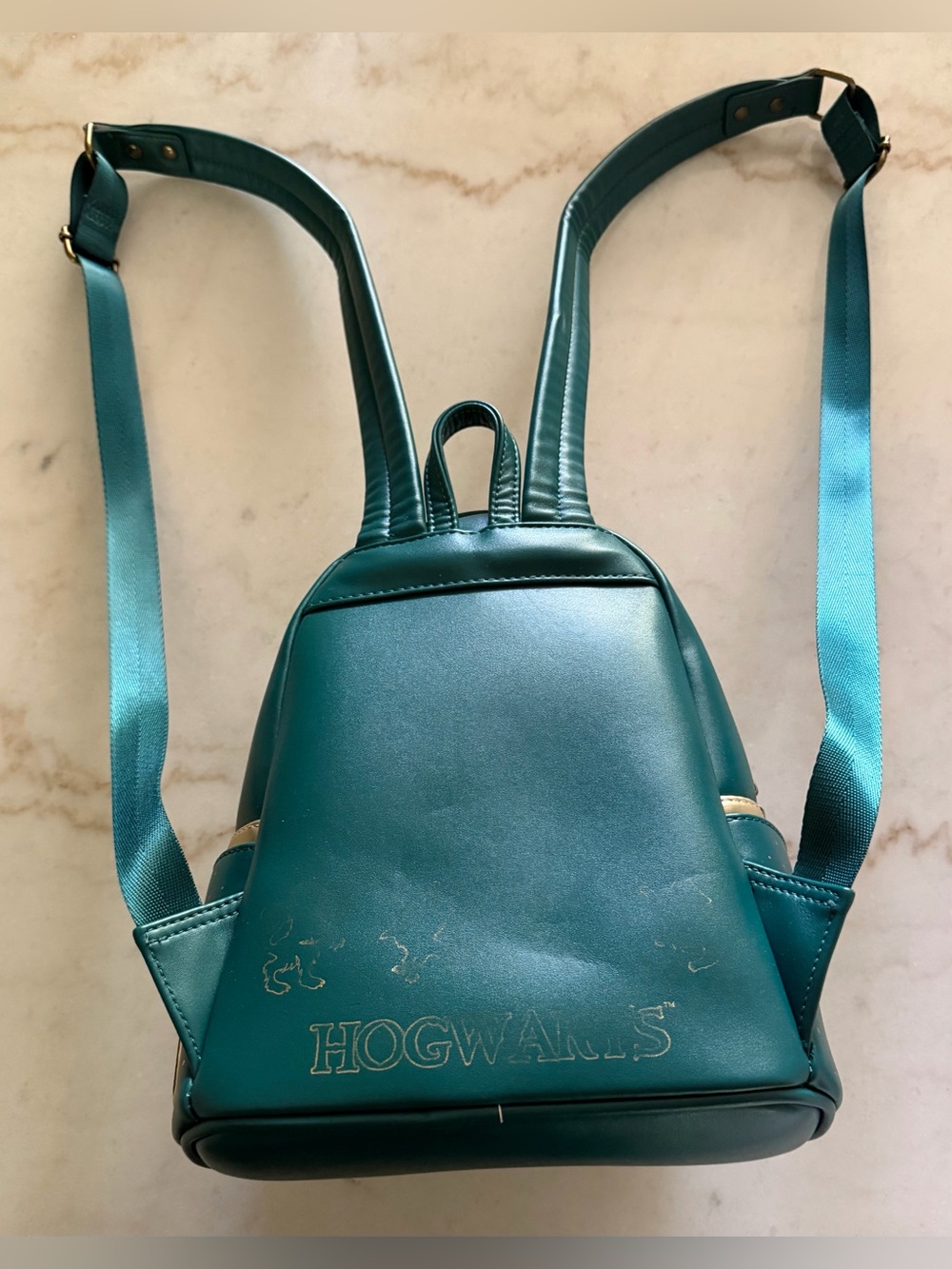 Harry Potter - GOLDEN HOGWARTS CASTLE 10” Faux Leather Mini Backpack, LOUNGEFLY - Picture 4 of 10